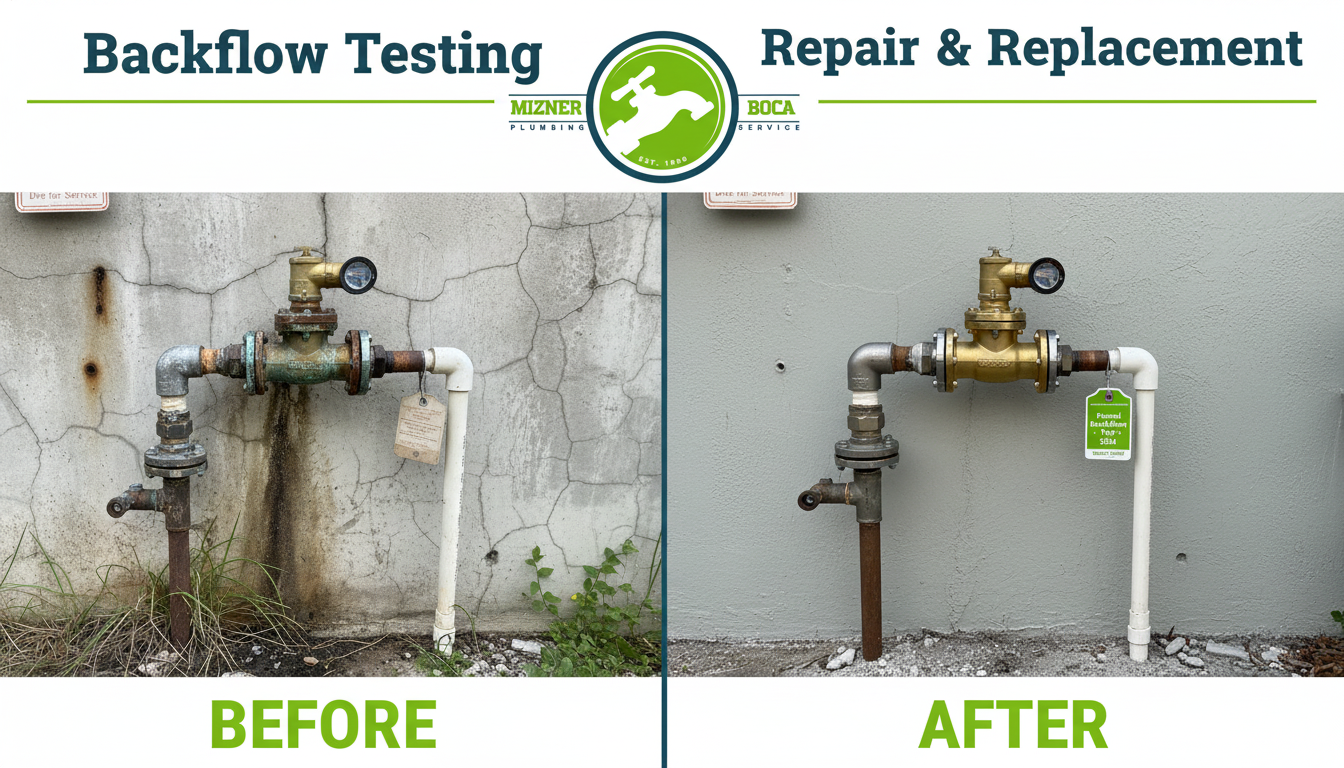 Before and After Backflow Preventer Replacement in Boca Raton FL by Mizner Boca Plumbing