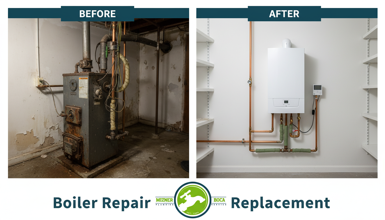 Before and After Boiler Repair and Replacement in Boca Raton FL by Mizner Boca Plumbing