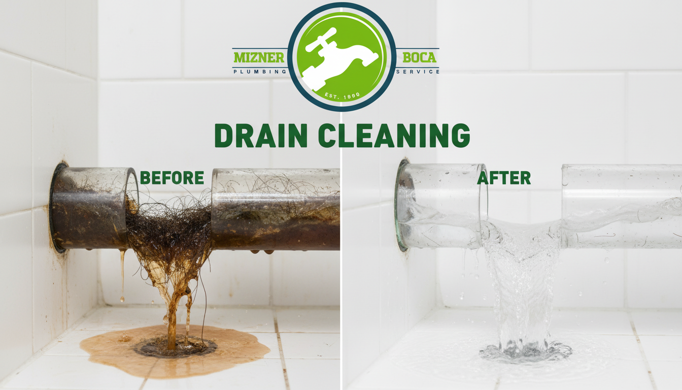 Before and After Drain Cleaning and Sewer Line Clearing in Boca Raton FL by Mizner Boca Plumbing