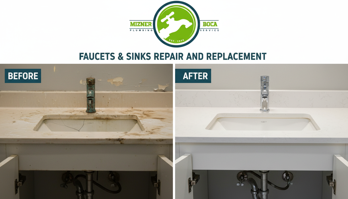 Before and After Faucets and Sinks Repair and Replacement in Boca Raton FL by Mizner Boca Plumbing