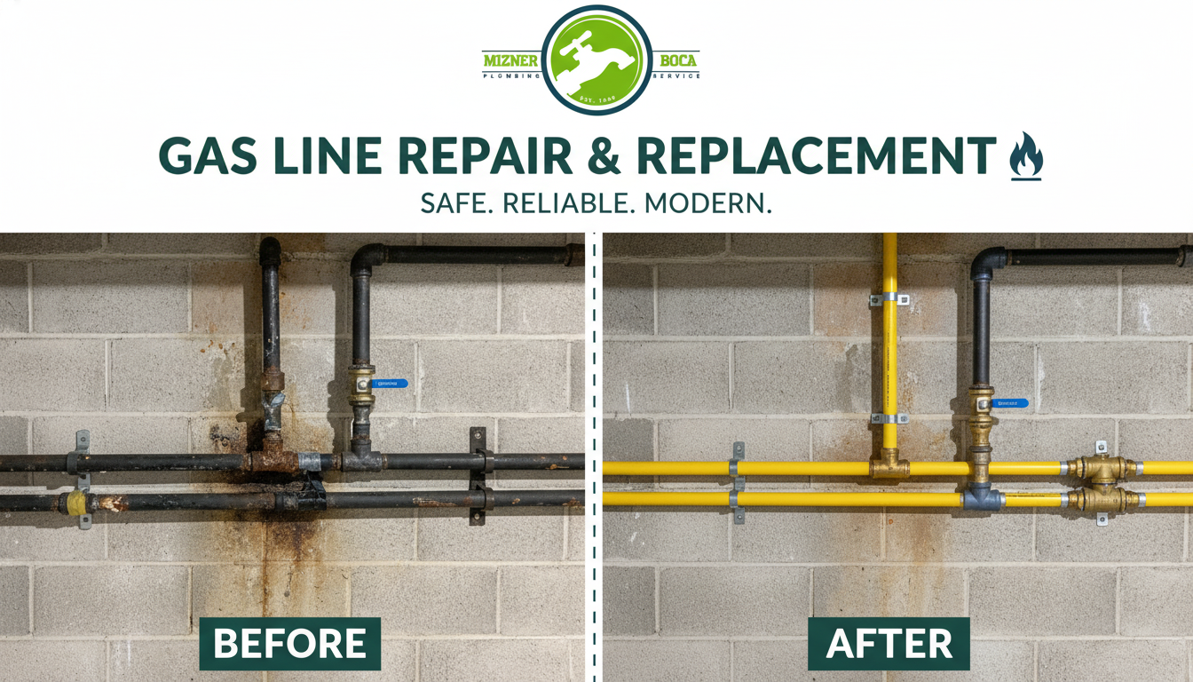 Before and After Gas Line Repair and Replacement in Boca Raton FL by Mizner Boca Plumbing