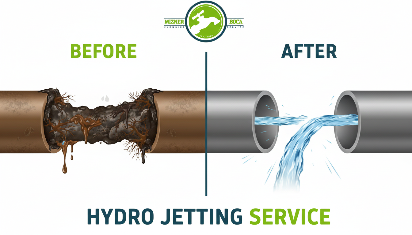 Before and After Hydro Jetting Drain and Sewer Line Cleaning in Boca Raton FL by Mizner Boca Plumbing