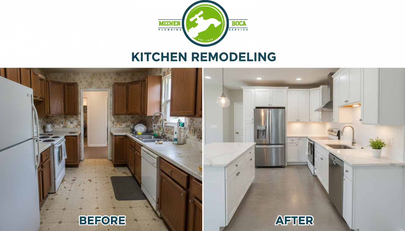 Before and After Kitchen Remodeling Plumbing in Boca Raton FL by Mizner Boca Plumbing