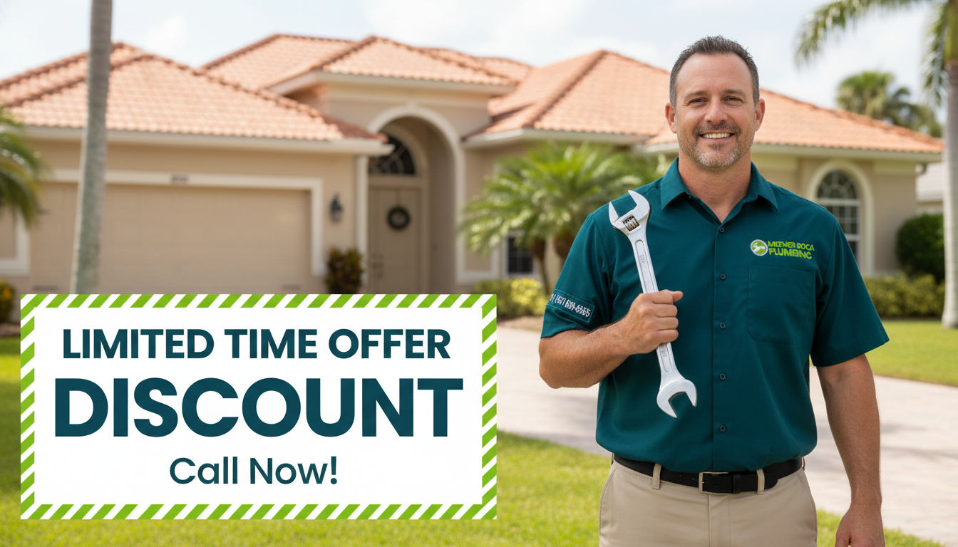 Mizner Boca Plumbing limited time discount offer — call now for Boca Raton plumbing deals