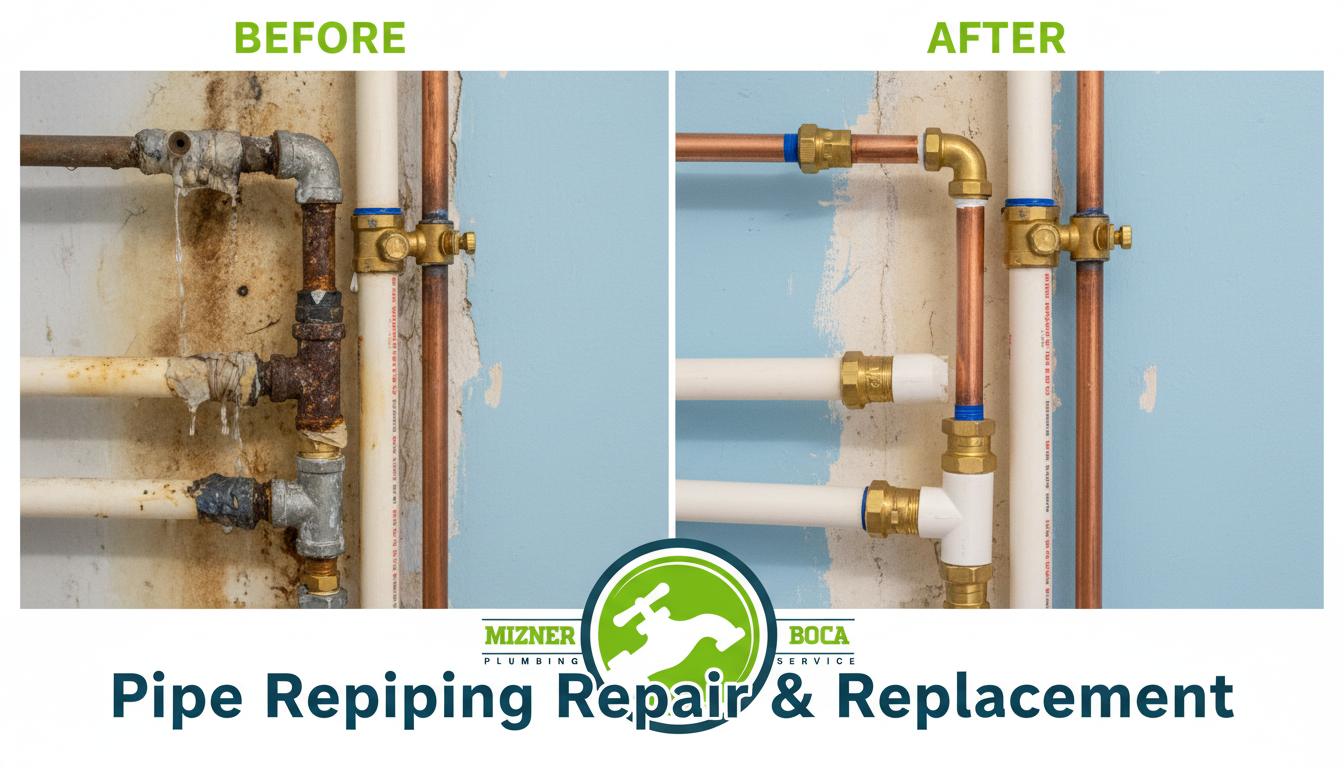 Before and After Pipe Repiping Repair and Replacement in Boca Raton FL by Mizner Boca Plumbing