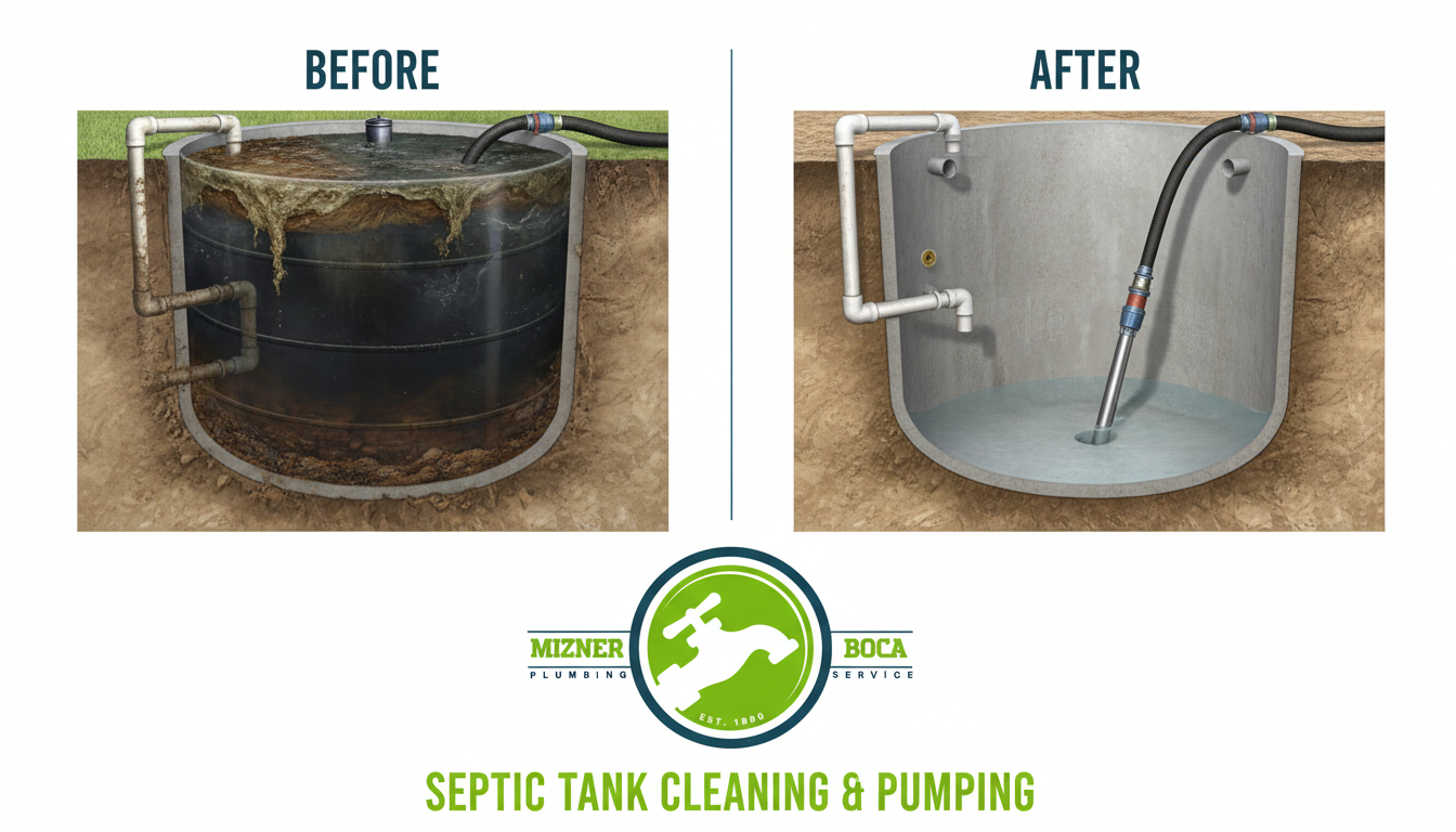 Before and After Septic Tank Cleaning and Pumping in Boca Raton FL by Mizner Boca Plumbing