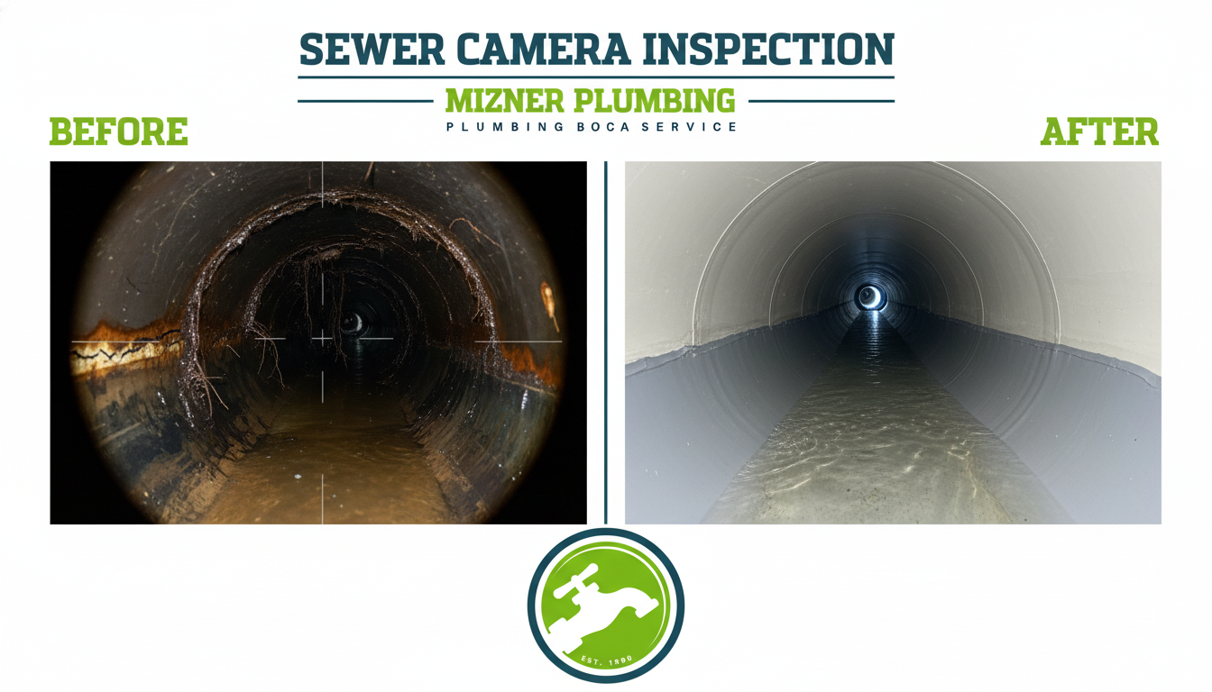 Before and After Sewer Camera Inspection in Boca Raton FL by Mizner Boca Plumbing