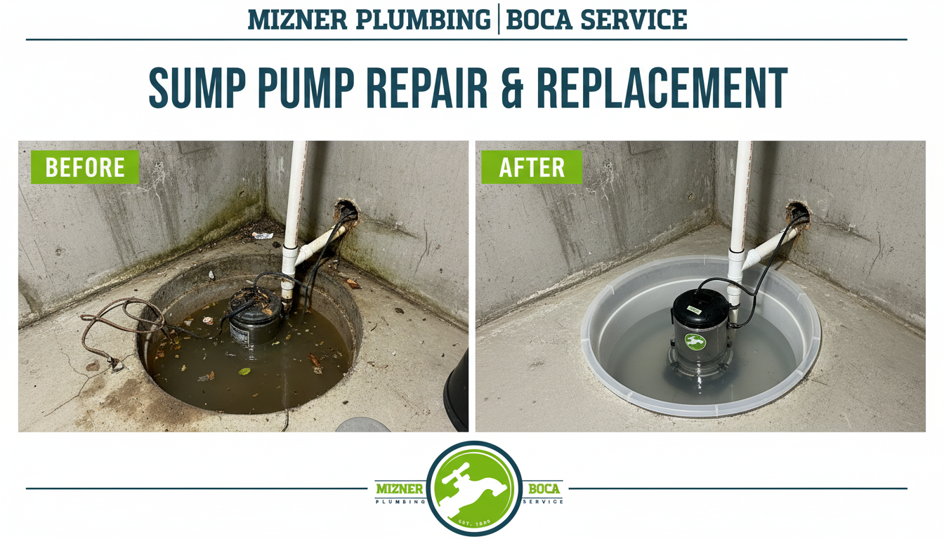 Before and After Sump Pump Repair and Replacement in Boca Raton FL by Mizner Boca Plumbing
