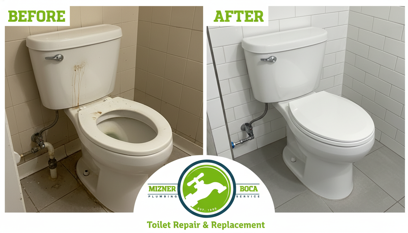 Before and After Toilet Repair and Replacement in Boca Raton FL by Mizner Boca Plumbing