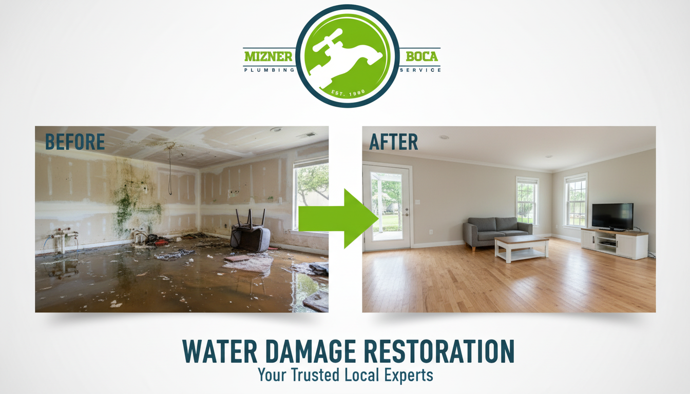 Before and After Water Damage Restoration in Boca Raton FL by Mizner Boca Plumbing