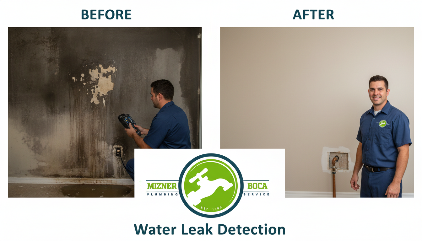Before and After Water Leak Detection and Hidden Leak Repair in Boca Raton FL by Mizner Boca Plumbing